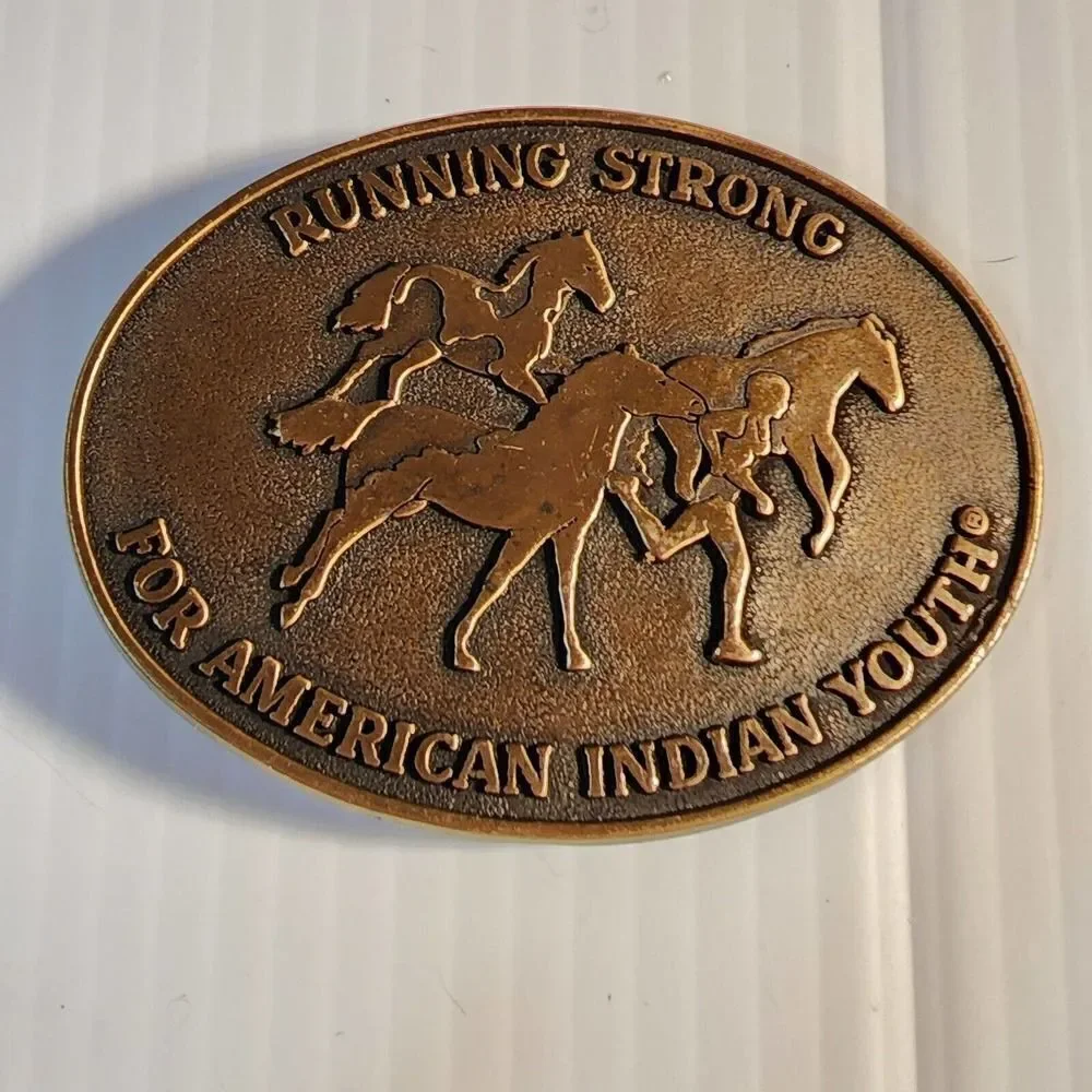 Vintage Running Strong For American Indian Youth 1997 Belt Buckle